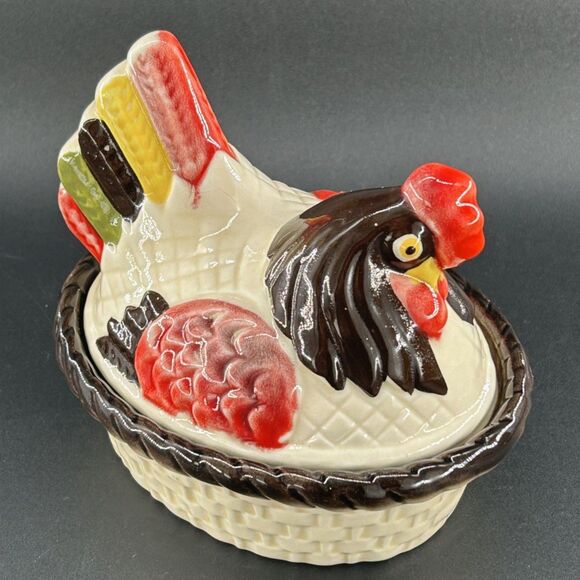 Metlox Poppytrail Vintage Hen In Nest Pottery Dish 6.5"L x5"H x5 1/4"W - Picture 9 of 10